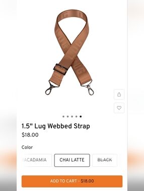 Lug 1.5" Webbed Strap In Chai Latte, Brand New & Never Used